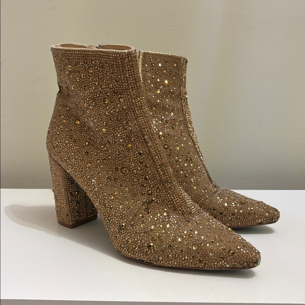 Betsey Johnson Sparkling Gold Cady Ankle Booties